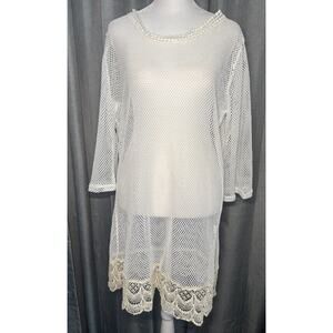 NWT Women's Shoreline Sun Dress Cover Up Sheer White Lace Size L/XL